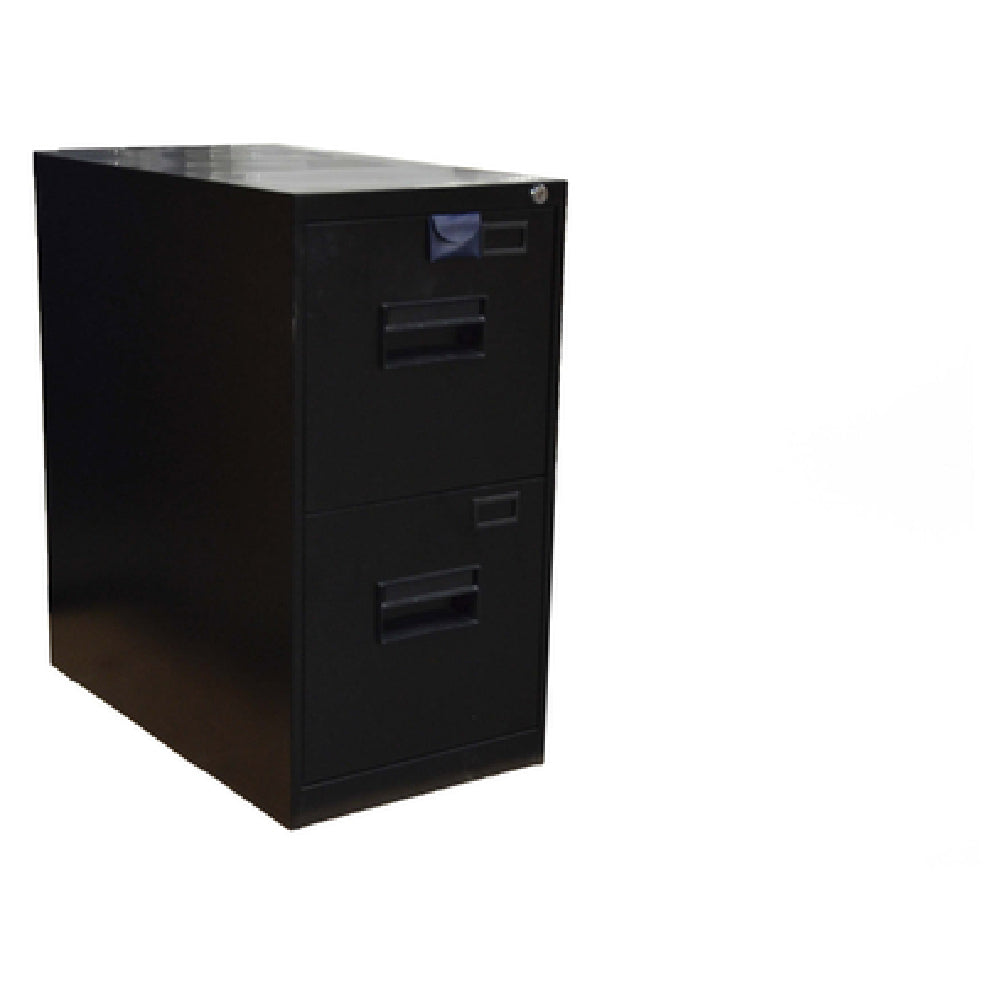 Omcan 21655 15 Inch Vertical Filing Cabinet Two Drawers Black Steel