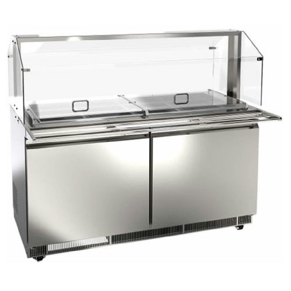 Omcan 50089 60 Inch Refrigerated Prep Table Two Section 16.6 cu ft