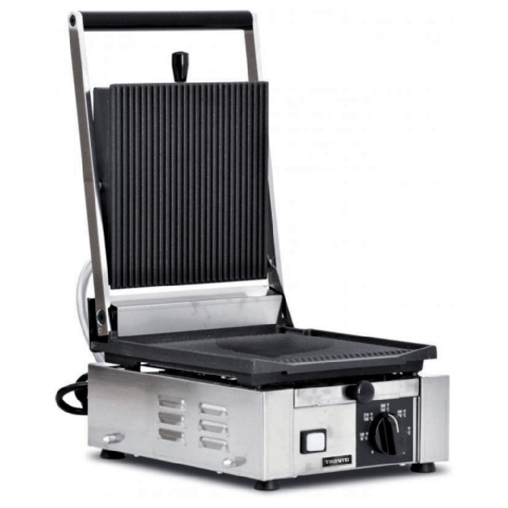 Omcan 11375 10 Inch Sandwich Grill Electric Cast Iron Ribbed Surface