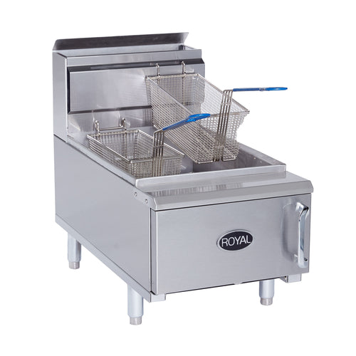 Royal Range RCF-25 Full Pot Countertop Gas Fryer w/ 25-lb Capacity, 3 Burners