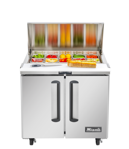 Migali C-SP36-15BT-HC 38" Mega Top Sandwich Prep Table w/ 2 Doors, 15 Pans
