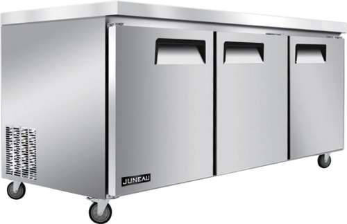 Omcan 58018 72 Inch Undercounter Refrigerator 11 Cu Ft Three Section Stainless Steel
