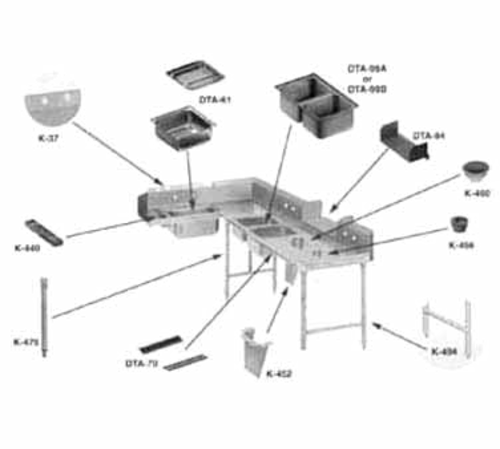 Advance Tabco DTA-70 - Install Booster Heater Brackets (brackets by others), (specify booster heater model)