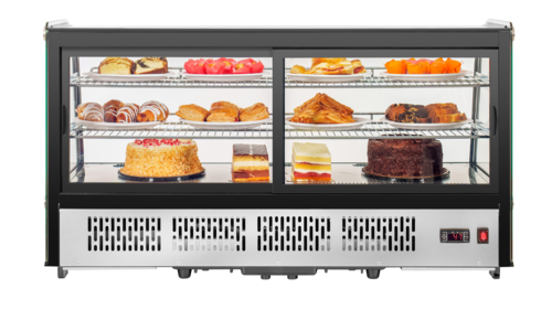 Migali C-70CTC-48 48" Refrigerated Display Case, 7.1 cu ft, Stainless Sliding Glass 2 Chrome Shelves