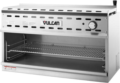 Vulcan VICM24 - Cheesemelter, gas, 24", (1) infrared burner, 3-position heavy duty rack, removable pan, stainless