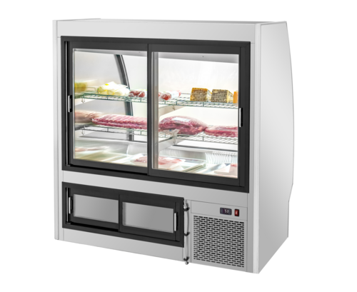 Migali C-DC-4 - 48.1" W x 55.4" H Deli Display Case, 22.5 cu ft, Steel, Curved Glass, Temp 2 Shelves