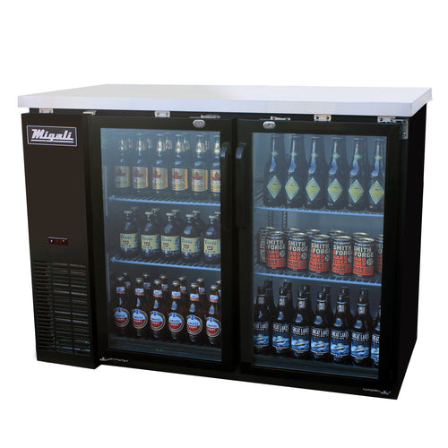 Migali C-BB48G-HC 48" Two Section Back Bar Cooler with Glass Door, 11.8 cu. ft.
