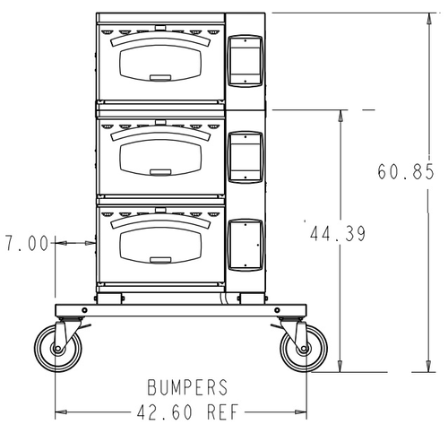 Ovention OVNTN-STK-13 - Stacking Kit for MILO-16 and MILO2-16 up to 3-decks, includes cart