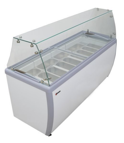 Omcan 47744 71 Inch Gelato Display Showcase 13 Pan Capacity Electric