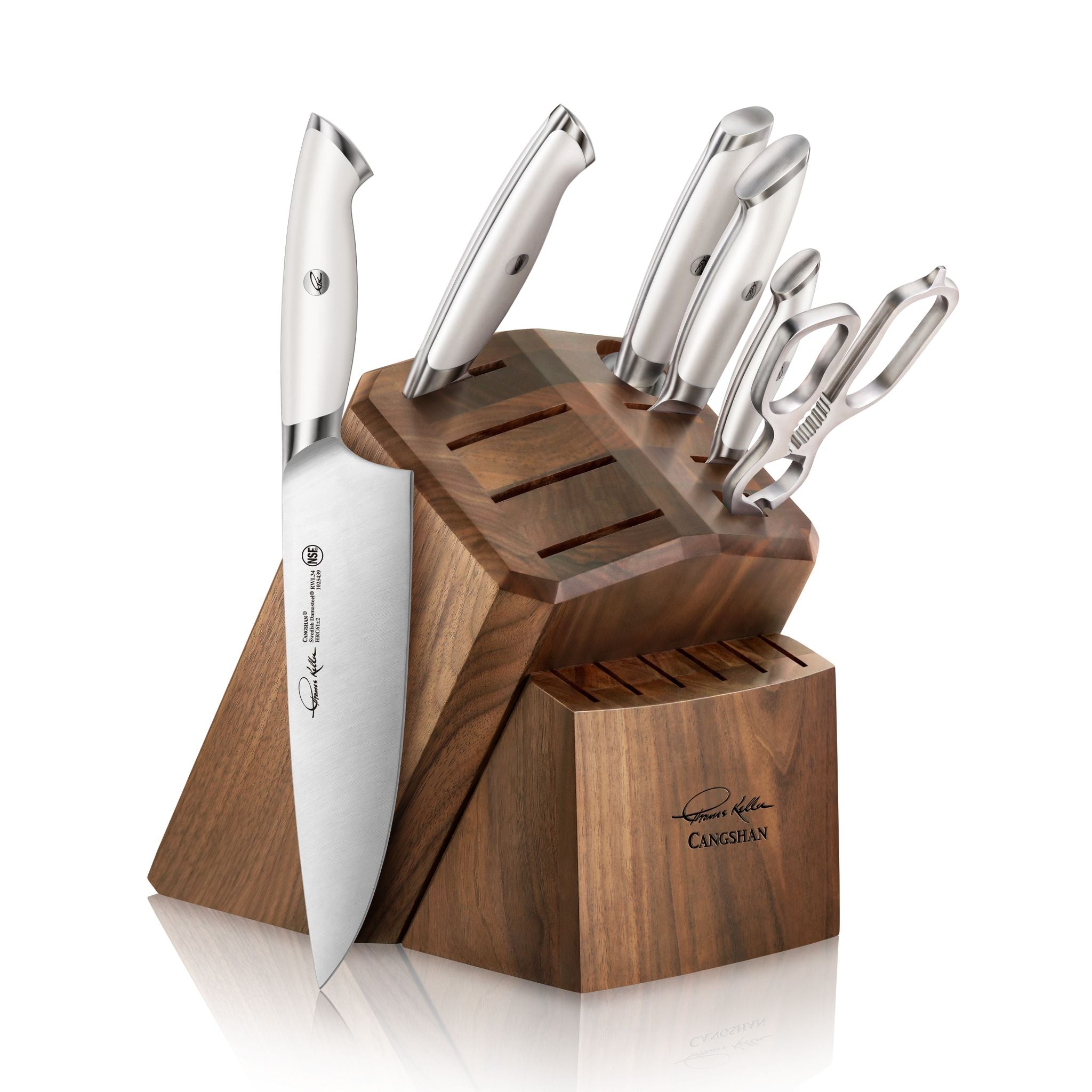 Cangshan 1024685 TKSC 7-Piece Knife Block Set with 8 Spare Slots - Black