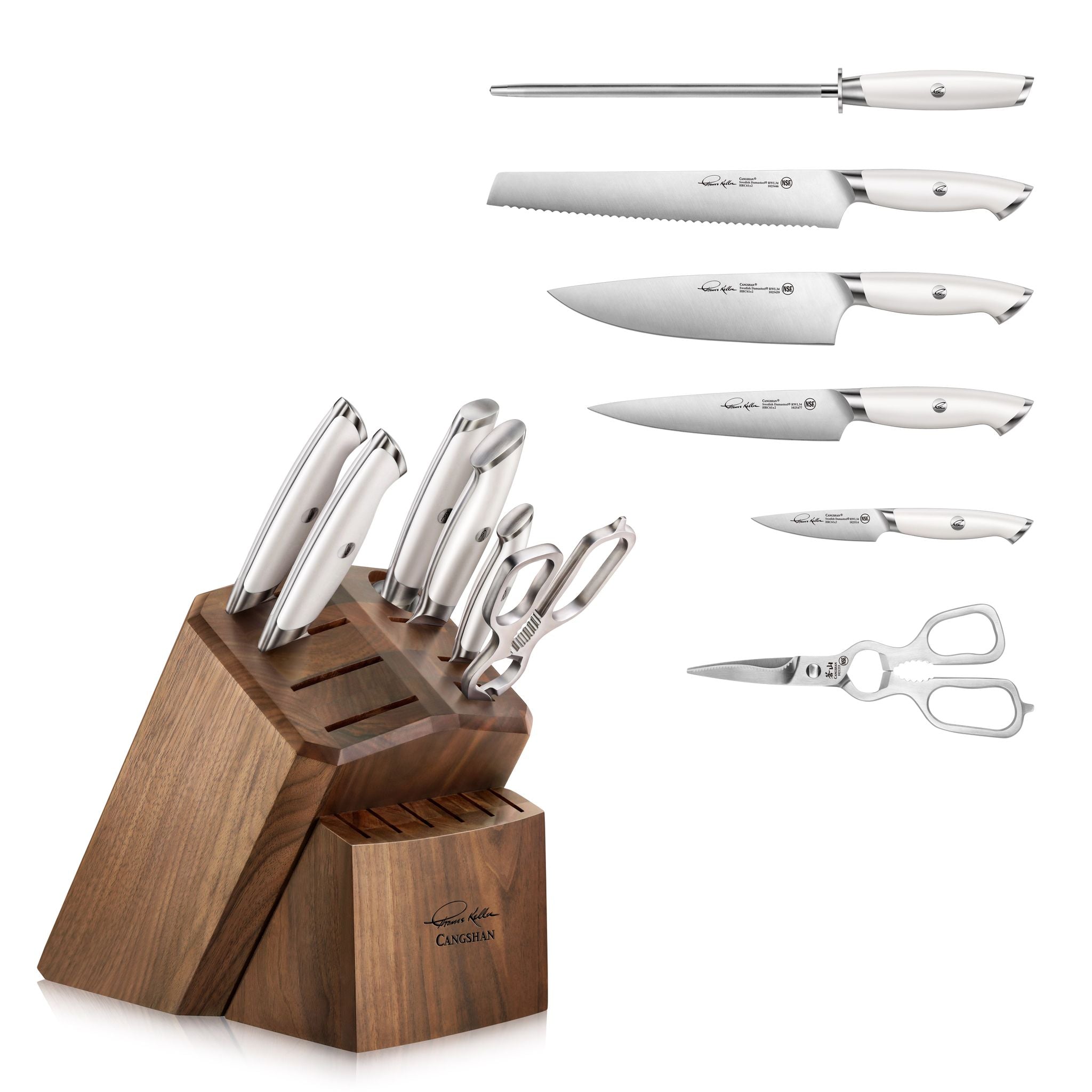 Cangshan 1024685 TKSC 7-Piece Knife Block Set with 8 Spare Slots - Black