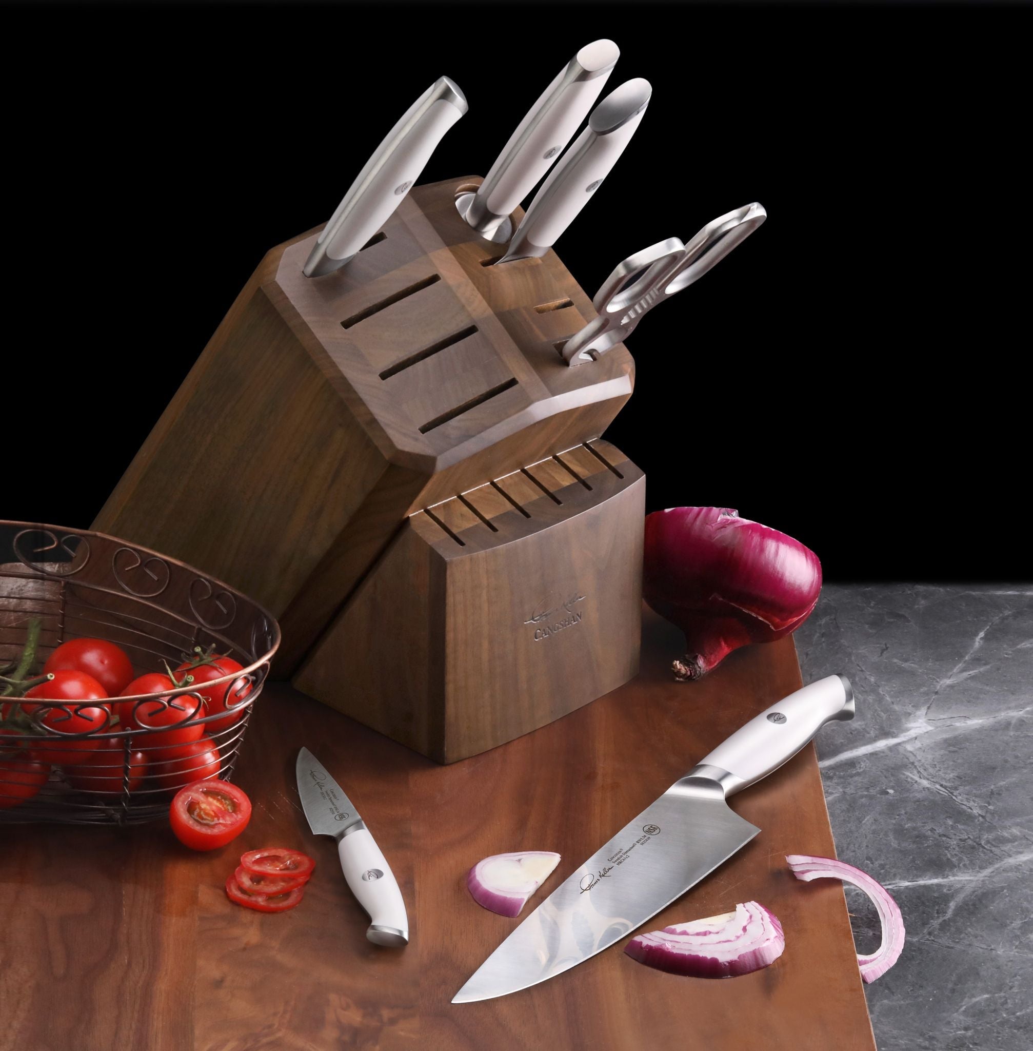 Cangshan 1024685 TKSC 7-Piece Knife Block Set with 8 Spare Slots - Black