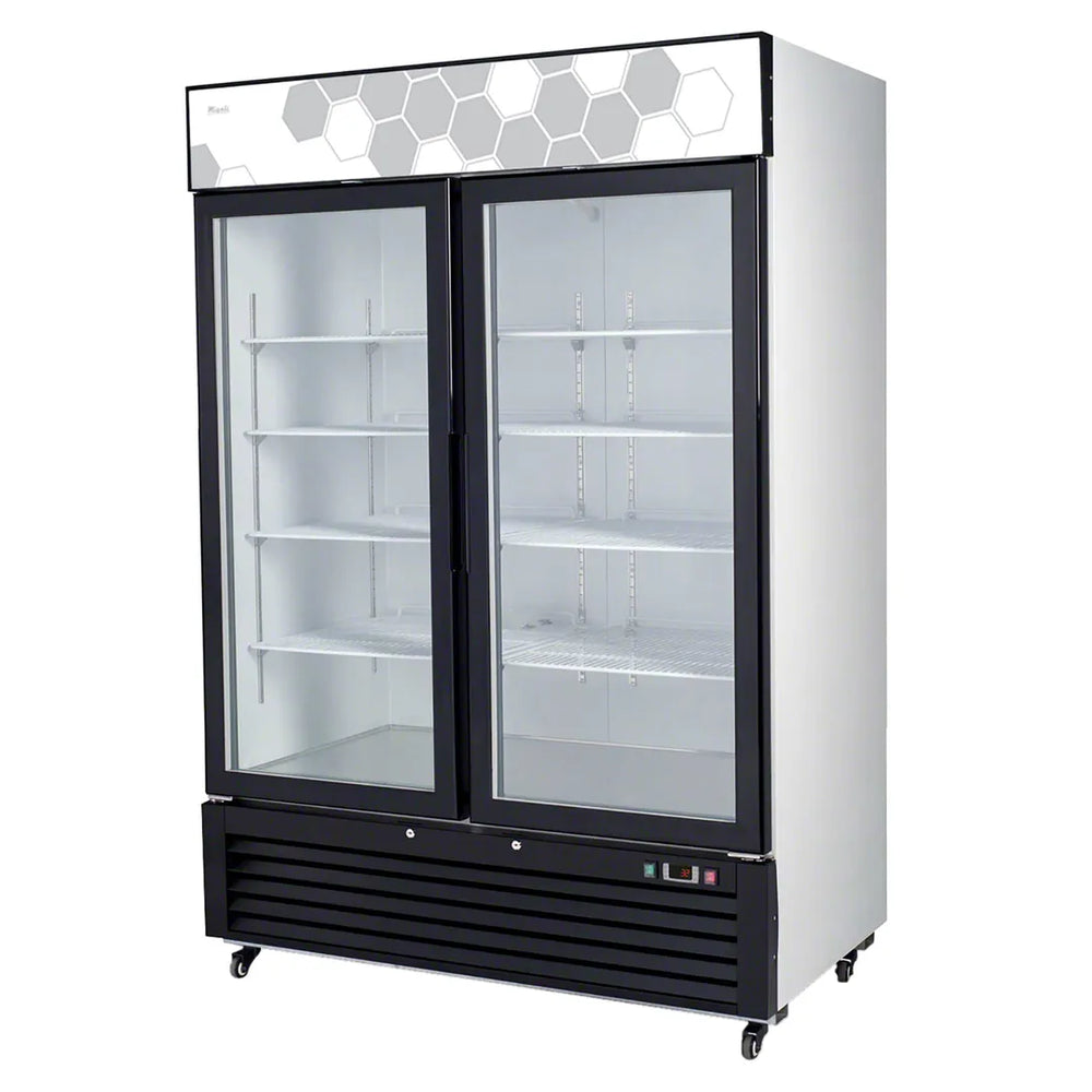 Migali C-49FM-HCE 54" 2 Glass Door Freezer Merchandiser in White, 49 cu. ft.