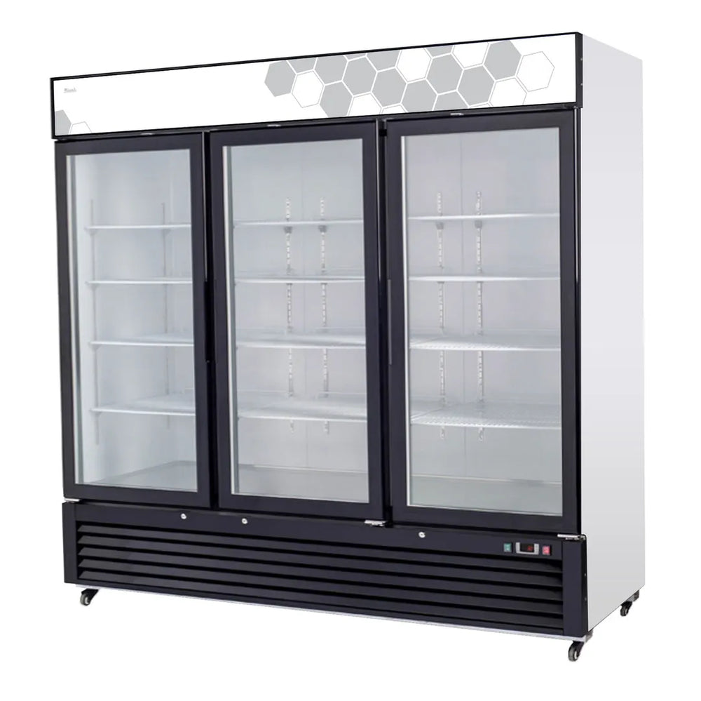 Migali C-72FM-HC 82" 3 Glass Door Freezer Merchandiser in White, 72 cu. ft.