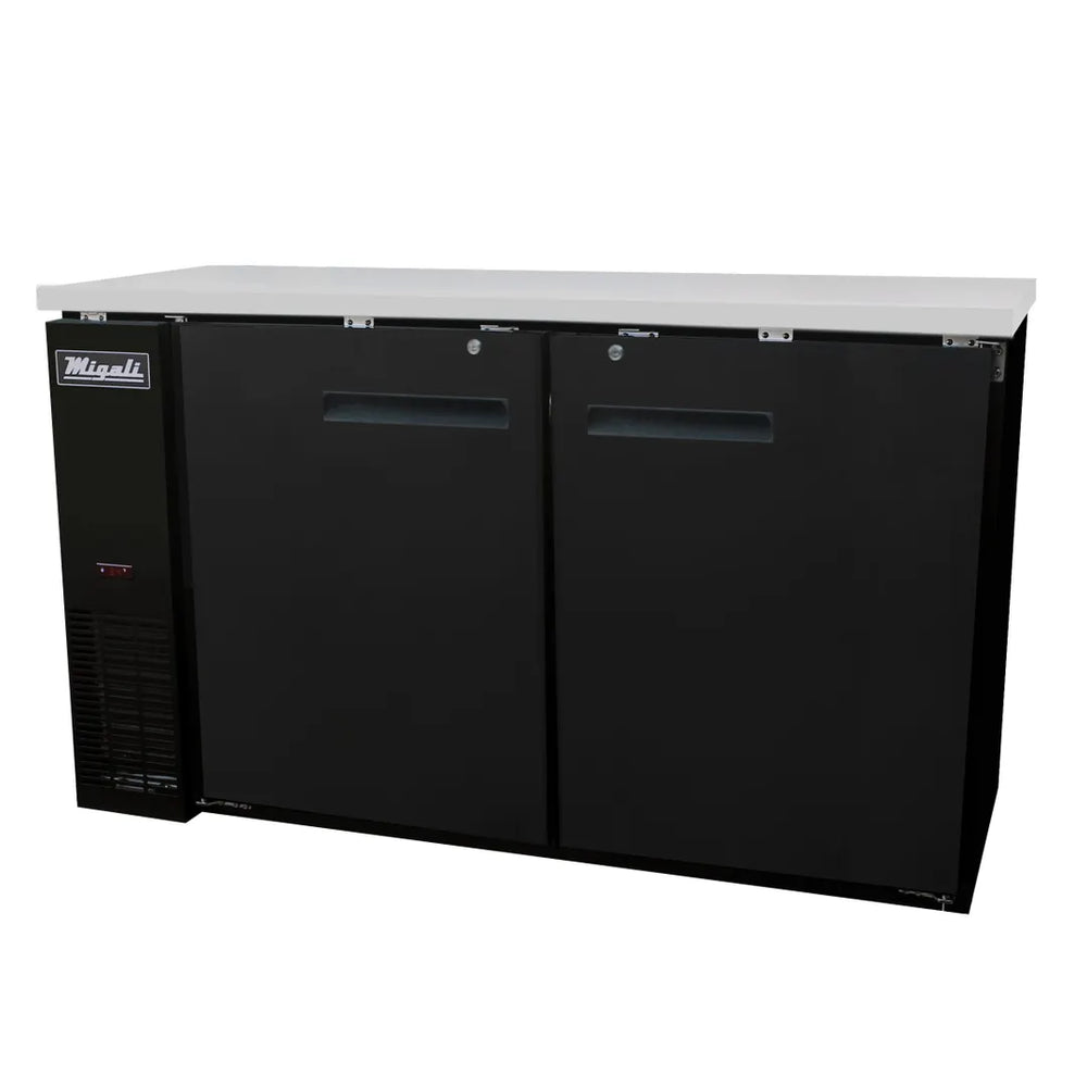 Migali C-BB60-HC 60" Two Section Back Bar Cooler with Solid Door, 15.8 cu. ft.