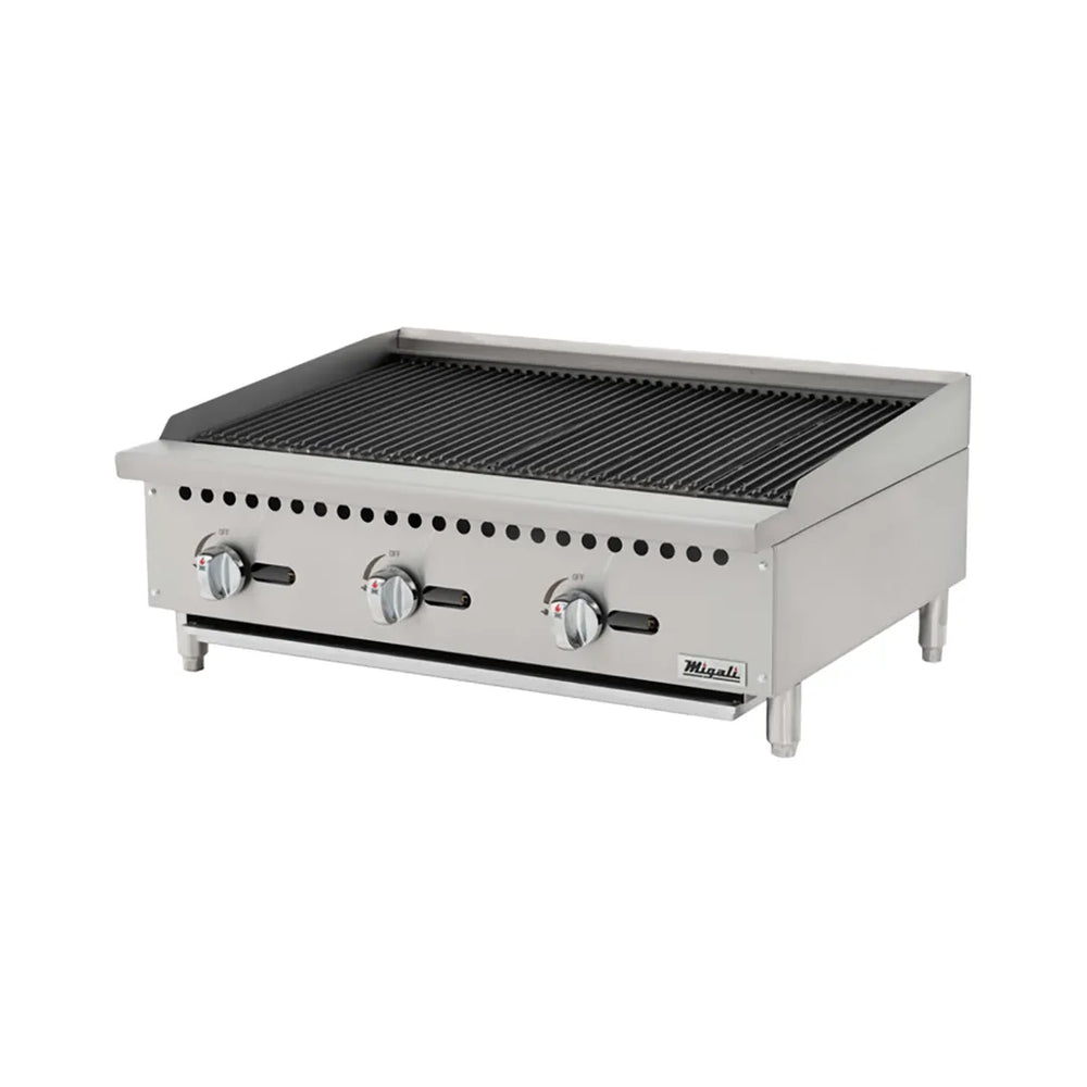 Migali C-RB36 36" Countertop Gas Radiant Charbroiler w/ (3) Burners, 105.000 BTU