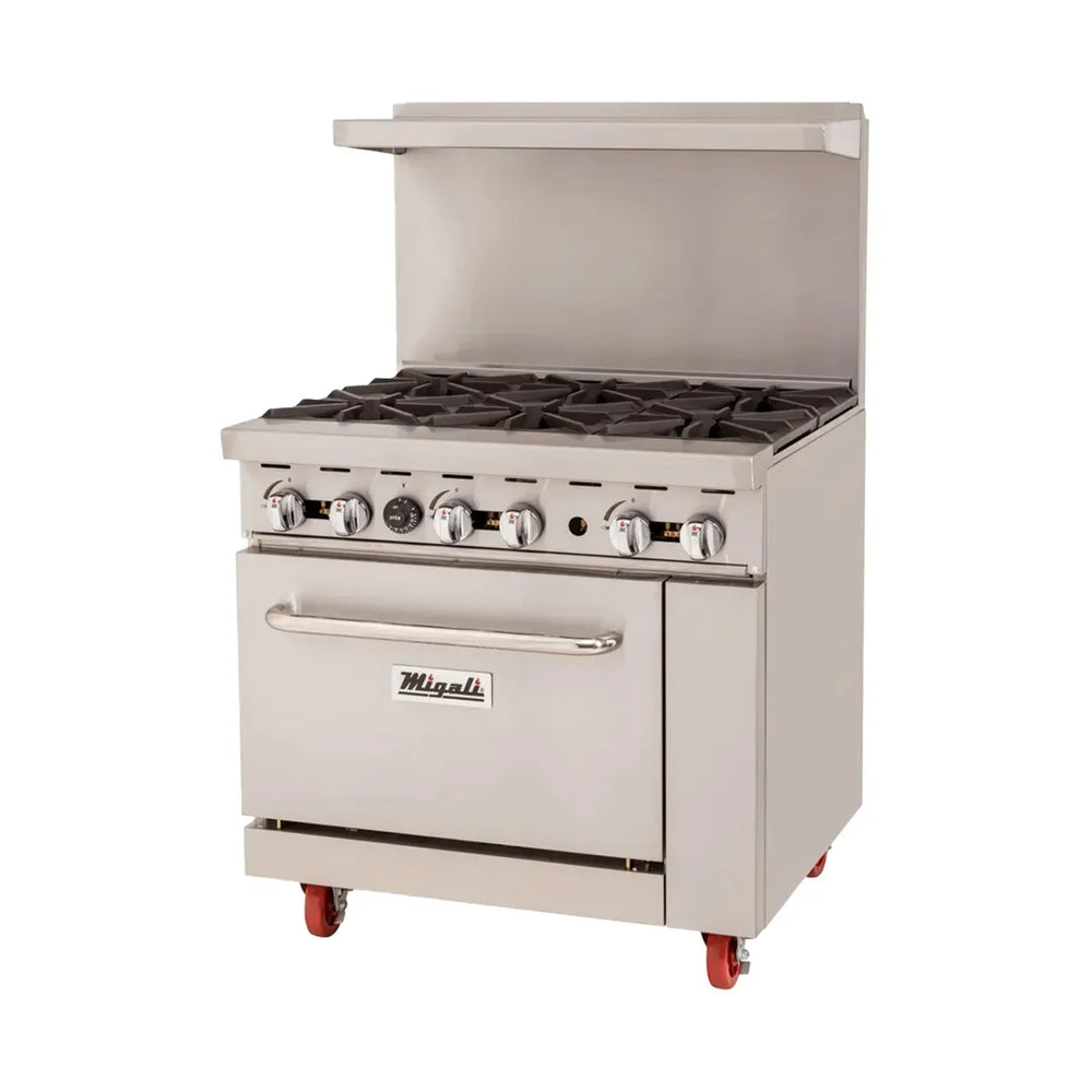 Migali C-RO6B-LP 6 Burner 36" LP Gas Restaurant Range w/ Standard Oven, 165.000 BTU