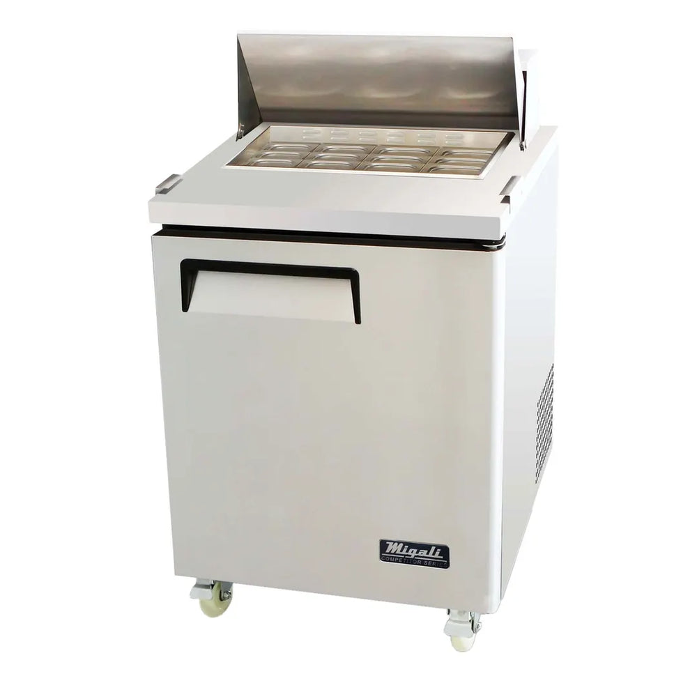 Migali C-SP27-12BT-HC 27" One Section Mega Top Sandwich Prep Table w/ 1 Door, 12 Pans