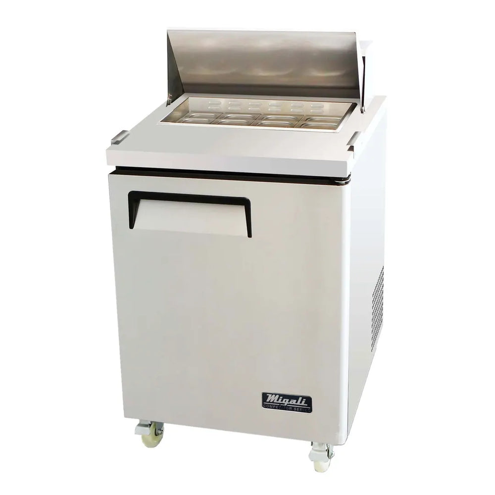Migali C-SP27-8-HC 27" One Section Sandwich/Salad Prep Table w/ 1 Door, 8 Pans