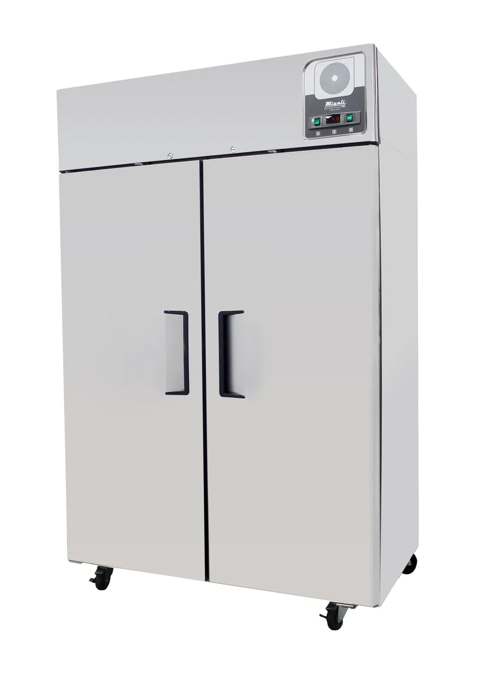 Migali G-2R-HC Refrigerator, 44.9 Cu Ft, 51" Glass Door, Steel, R290, 10 Shelves, 4 Casters