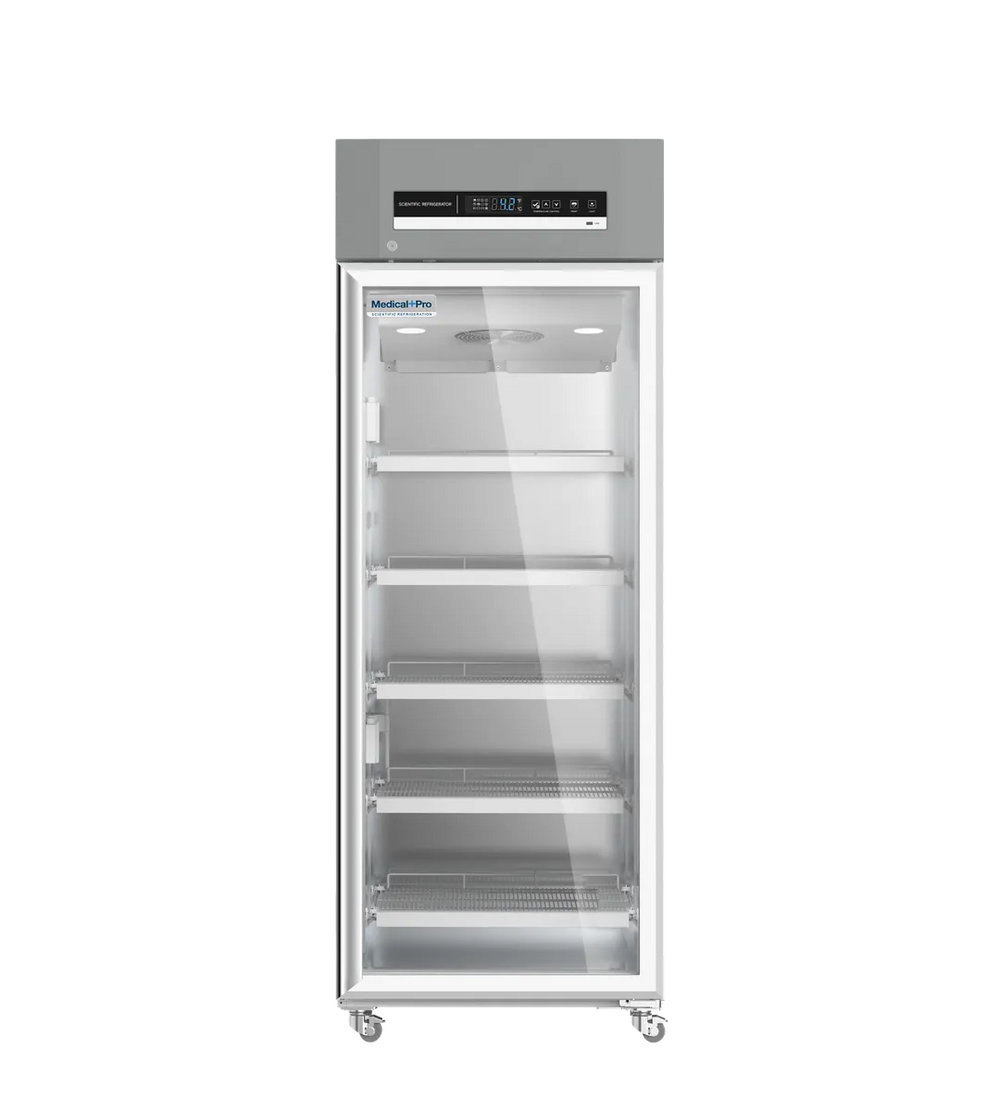 Migali MP-23RG-HC 28" Glass Door Medical Refrigerator, 23 cu ft, +2°C‑+8°C, Alarms, 115V NEMA Plug