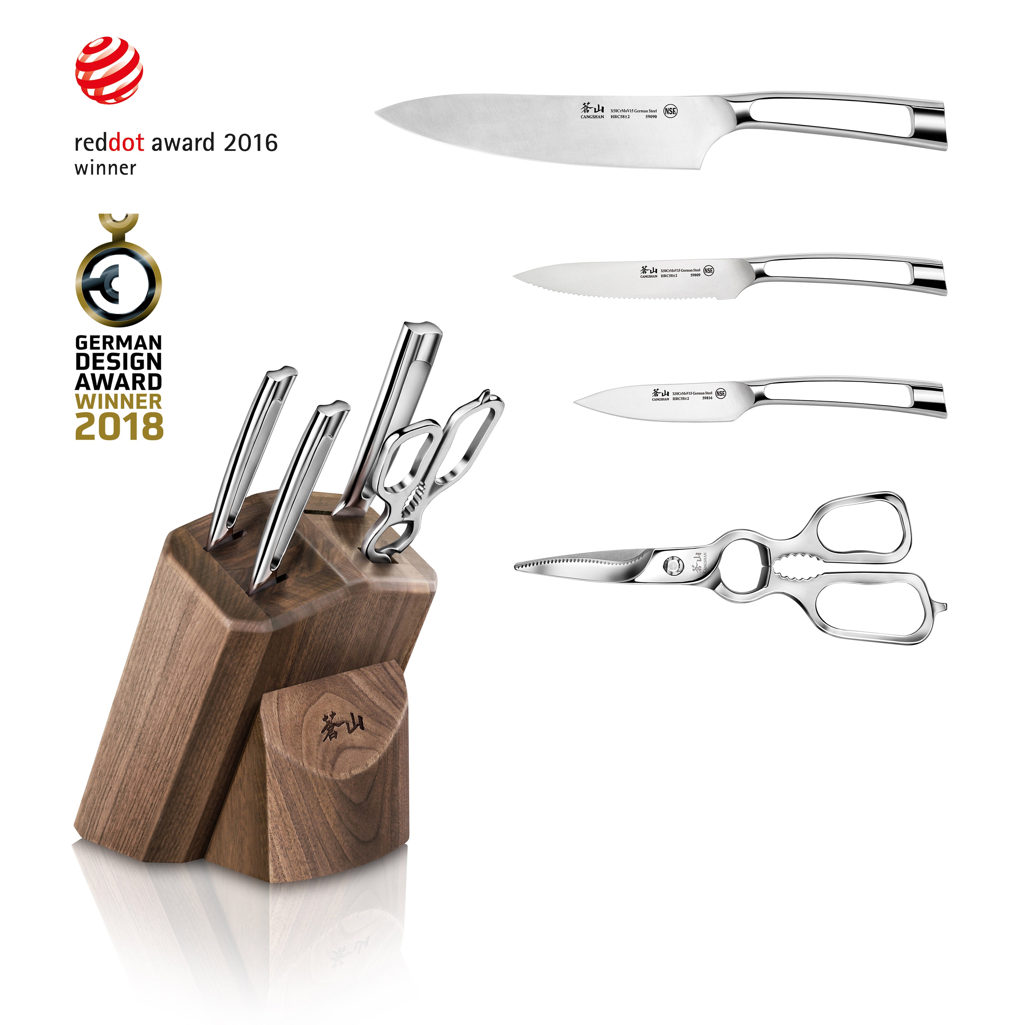 Cangshan 1022605 N1 Series 5-Piece Starter Knife Block Set