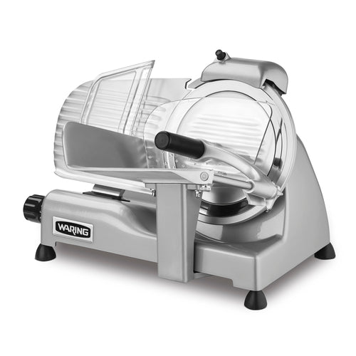Waring WCS220SV - Commercial Food Slicer, electric, medium duty, 8-1/2" tempered chrome blade, adjustable slice