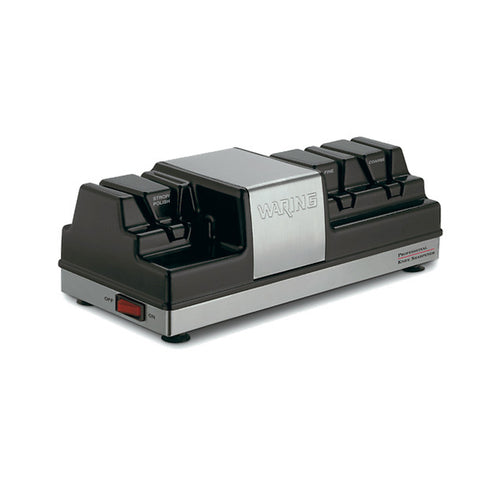 Waring WKS800 - Knife Sharpener, electric, (3) grinding wheels: one fine, one coarse & one stropping/polish wheel,