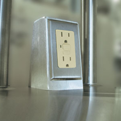 Advance Tabco TA-62D - Electric outlet in doghouse box on top of table or overshelf, GFI, duplex, in ‘doghouse-style’