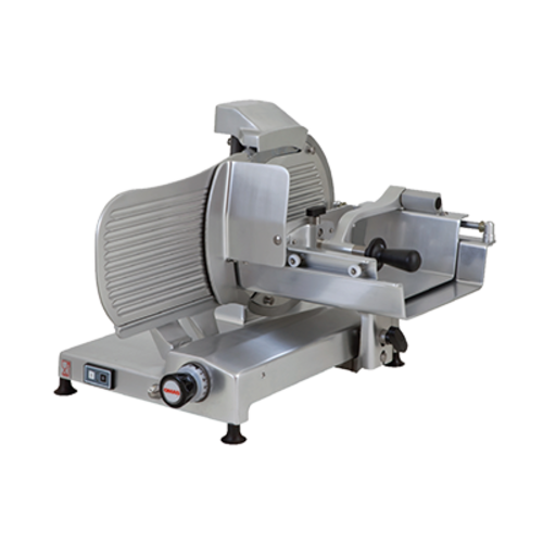 Omcan 39631 26 Inch Gear Driven Meat Slicer Manual Horizontal Feed Anodized Aluminum