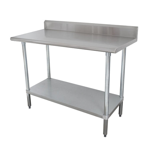 Advance Tabco KSLAG-308-X - Special Value Work Table, 96"W x 30"D, 16 gauge 430 stainless steel top with 5"H backsplash, 18