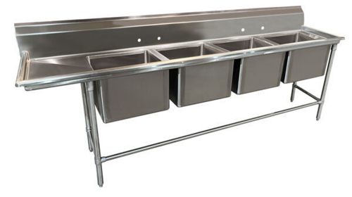 Advance Tabco 94-24-80-24L - Regaline Sink, 4-compartment, with left-hand drainboard, 20" front-to-back x 20"W sink
