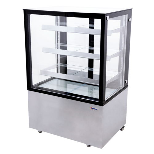 Omcan 44382 36 Inch Square Glass Refrigerated Display Case Floor Model 13.77 cu ft