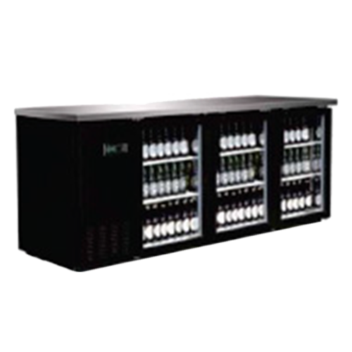 Serv-Ware BB4-24G-HC - Serv-Ware - Refrigeration - 73 in. Glass Door Bar Back Unit  - Dimensions: 73.1" W x 24.4" D x