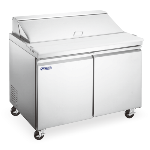 Omcan 59046 47 Inch Refrigerated Prep Table 9.5 cu.ft with 2 Section - Stainless Steel