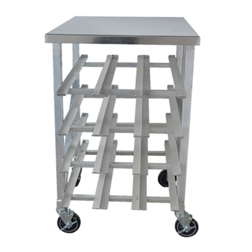 Omcan 27770 26 Inch Can Rack 4 Layers Mobile Stainless Steel with Table Top