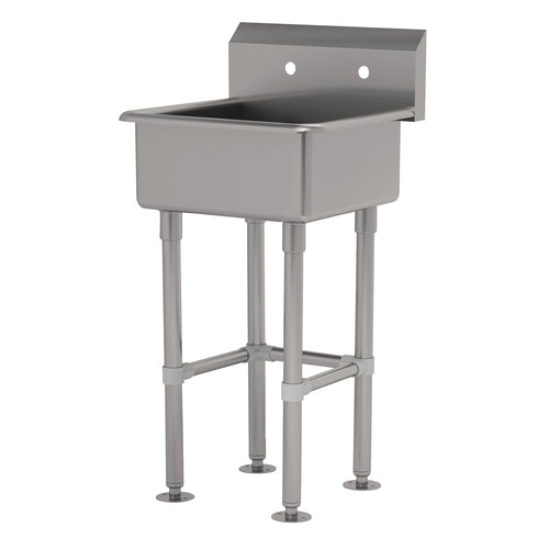 Advance Tabco FS-FM-2721 - Service Sink, splash mount faucet provision, with stainless steel legs and flanged feet, 24