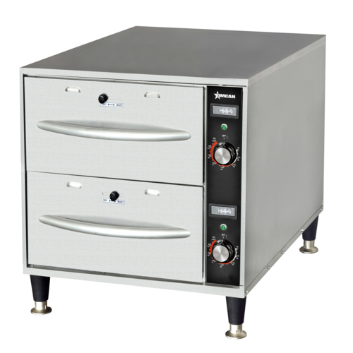 Omcan 48884 Narrow Warming Drawer 20 Inch Stainless Steel Freestanding 2 Drawer