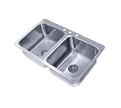 Advance Tabco SS-2-4521-12 - Smart Series™ Drop-In Sink, 2-compartment, self-rim design, 20