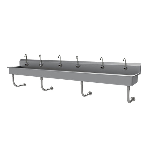 Advance Tabco FS-WM-120EFADA - Multiwash Hand Sink, splash mount faucet provision, wall mounted, with (6) electronic faucets,