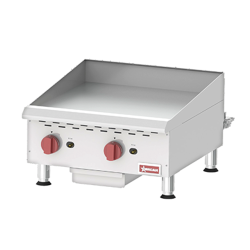 Omcan 43730 24 Inch Gas Countertop Griddle with Polished Steel Plate 60 000 BTU