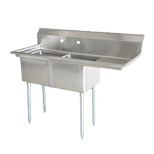 Omcan 25268 54 to 62 Inch Pot Sink with Right Drainboard and Corner Drains
