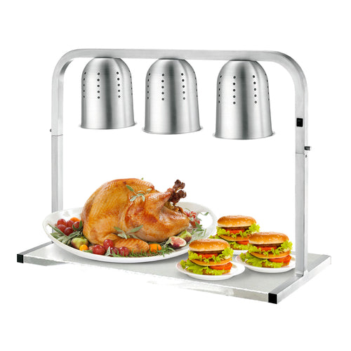 Omcan 41787 - (FW-CN-0825) Heat Lamp, freestanding, 3-infrared bulbs, ventilated aluminum reflectors, on/off