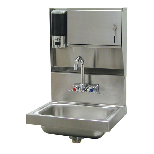 Advance Tabco 7-PS-79 - Hand Sink, wall mounted, 14" wide x 10" front-to-back x 5" deep bowl, 20 gauge 304 stainless steel,
