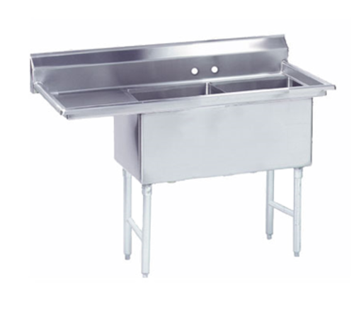 Advance Tabco FS-2-1818-18L - Fabricated Sink, 2-compartment, 18" left drainboard, bowl size 18" x 18" x 14" deep, 14 gauge 304