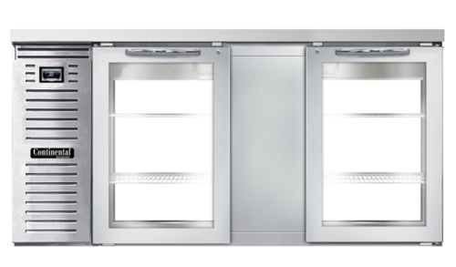 Continental Refrigerator BB69NSSGDPT - Back Bar Cooler, pass-thru, 69" wide, 34-3/4" high, stainless steel top, 26.0 cubic feet, front
