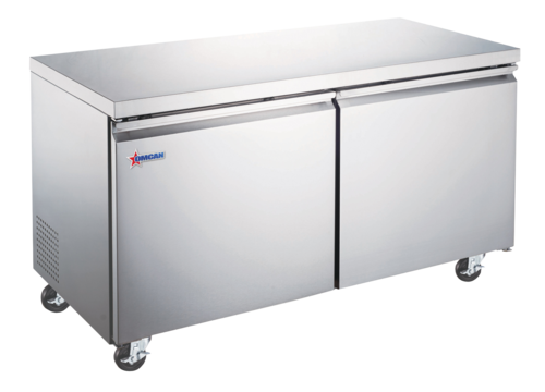 Omcan 50092 60 Inch 15 Cu Ft Freezer Self-Contained Two Section Stainless Steel