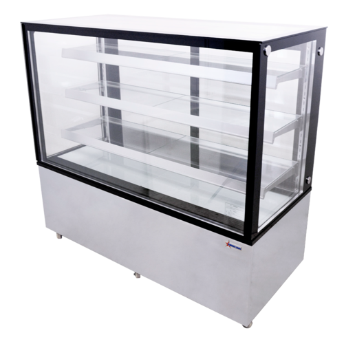 Omcan 44384 60 Inch Square Glass Refrigerated Display Case Floor Model 23.66 cu ft