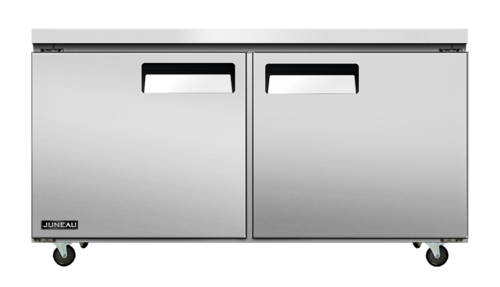 Omcan 58016 60 Inch Stainless Steel Undercounter Refrigerator Two Section 8.9 cu ft