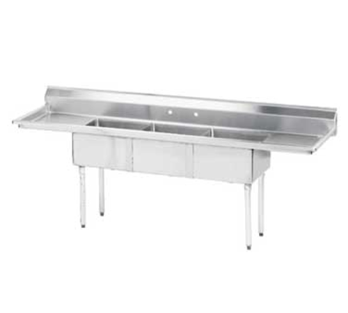 Advance Tabco FE-3-1812-18RL-X - Special Value Fabricated Sink, 3-compartment, 18" right & left drainboards, bowl size 18" x 18" x